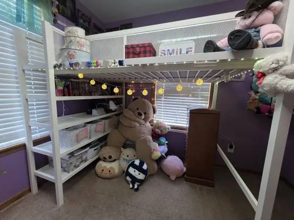 Loft Bed, Twin Size with Shelves