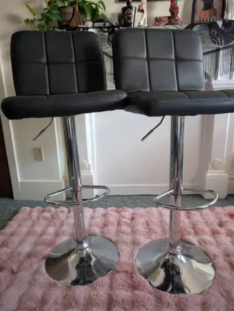 Set of 2 Bar Stools Black Faux Leather