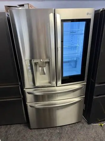 French doors stainless steel fridge and freezer