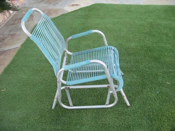 Vintage Ames Aire Patio Glider- Aluminum Chair-Spaghetti Strapping
