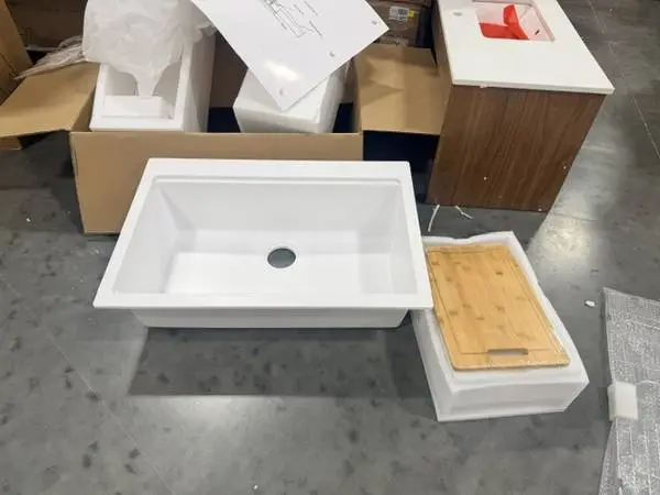 Lordear 33x22 White Drop-in Kitchen Sink Single Bowl Kitchen Sink