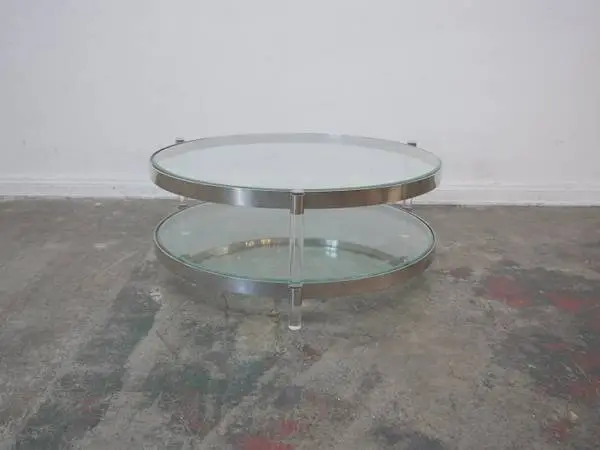 HD Buttercup Glass & Chrome Round Coffee Table $899.00 43 D x 16 H