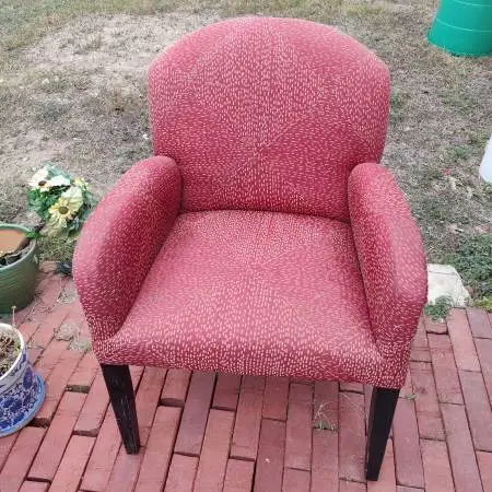 Red and beige accent chair