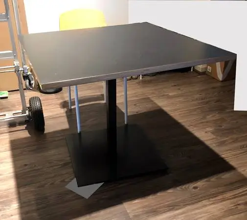 WCI Modern Square Dining Table (Wood & Metal, Black)