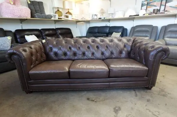 Allington Top-Grain Leather Sofa Couch – Brown