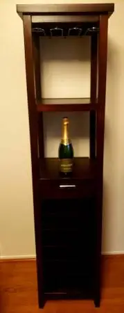 Crate & Barrel Wine Rack Tower w/ Liquor Shelves & Drawer - Espresso