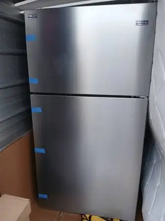New Maytag Fridge Top Mount Freezer Stainless Retail$1199