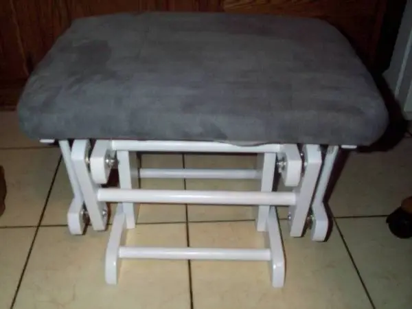 OTTOMAN GLIDER Foot Rest Stool Bench Rocker White Gray Plush Furniture