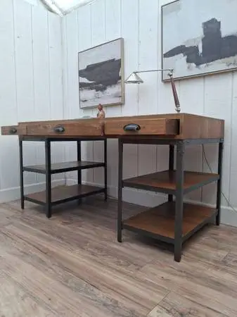 Metal.and wood industrial restoration hardware style desk, delivery