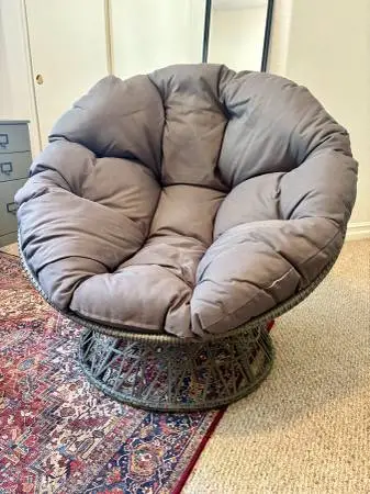 Papasan Chair- Gray wicker base / Gray Cushion & Cover