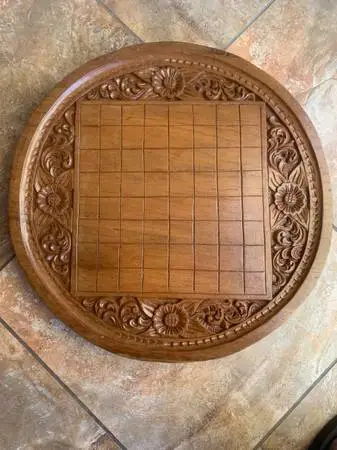 Carved Wood Decor And Or Chess Board