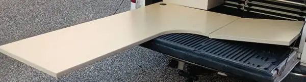 Cubicle Work Surfaces,Desktops,Gray,72x60,Right return,Natural Wood Fi