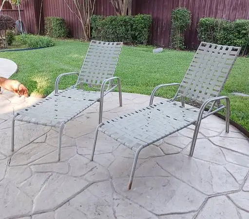 Outdoor Vinyl Strap Chaise Lounge Chairs (Pair)