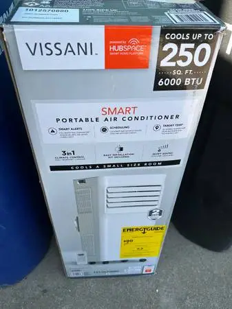 Portable ac 250 sq ft 6000 btu vissani