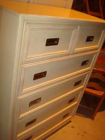 6 pc stanley  pickled  oak bedroom set,