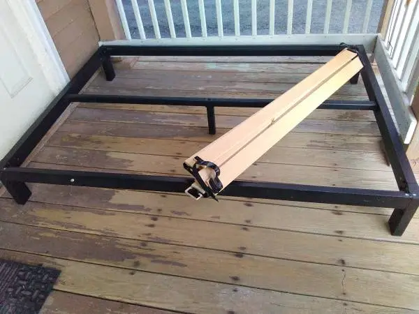 Metal w/ wood-slats full-sz bed boxspring frame(& twin/full bx frame)