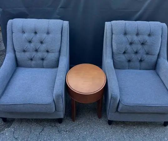 Set of plush GREY sofa chairs