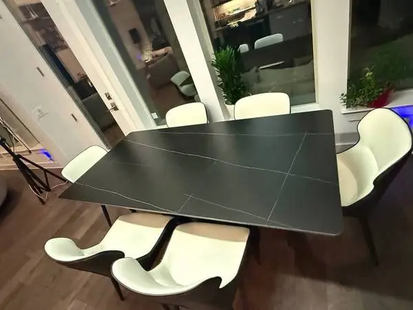 Stone Modern Luxury Dining Table With 6 Chairs