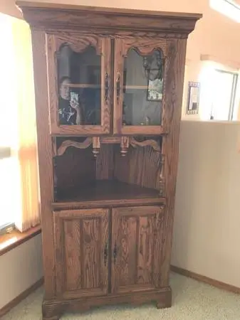 Vintage Oak Corner Cabinet