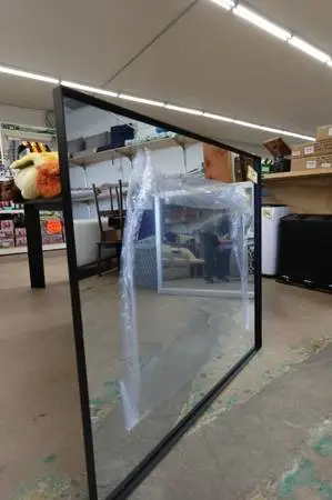 40′′ x 36′′ Aluminum Framed Tempered Glass Wall Mirror - Matte Black