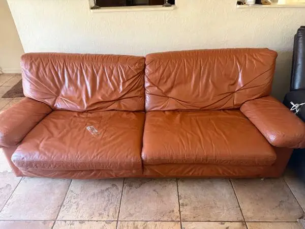 Vintage Italian Leather Sofa fold out Queen Bed