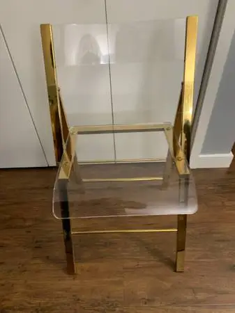 Modern Acrylic Gold Base Folding Chair.