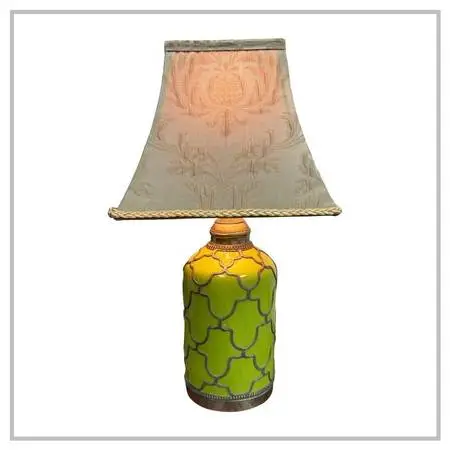 Anthropologie Lime Green Ceramic Filigree Table Lamp