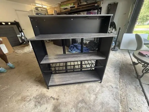 Home Bar Unit Mini Bar Liquor Cabinet with Storage and Footrest for Ho