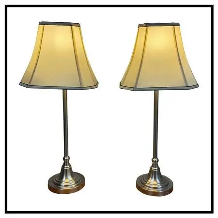 European Candlestick Table Lamps, Pair