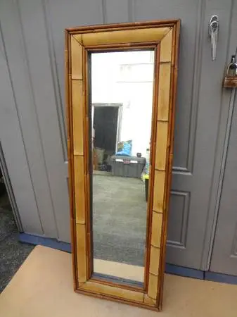 Vintage Antique Bamboo Wall Mirror 43 1/2 x 15 3/4 x 1 3/4