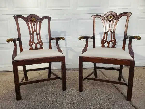 Vintage Chippendale Style Armchairs by Maitland Smith