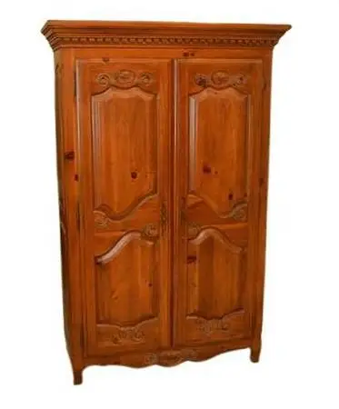 French Country Carved Maple Armoire Wardrobe Cabinet w/Scallop Shells