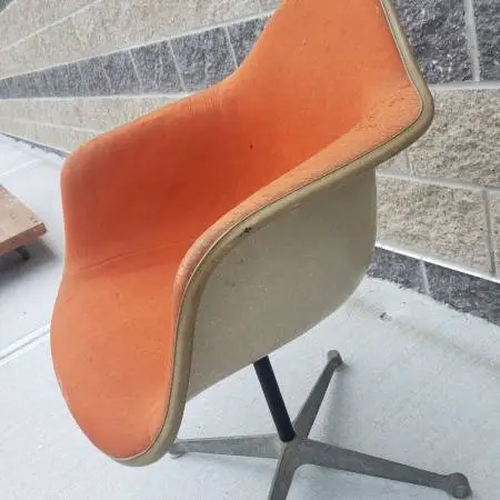 Charles Eames for Herman Miller orange upholstered Bucket Chair $140