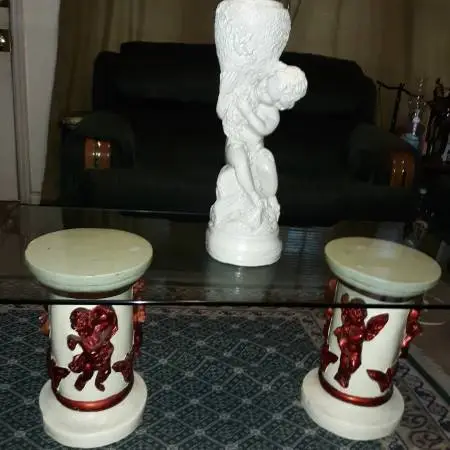 Cherub Columns Glass-Top Coffee Table/Considered Rare