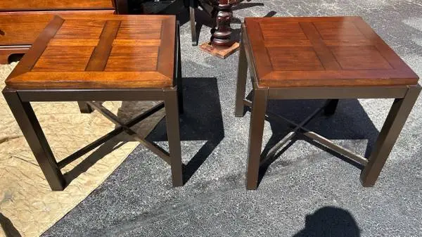 2 Ashley furniture signature design square end&side table metal frame accent tab
