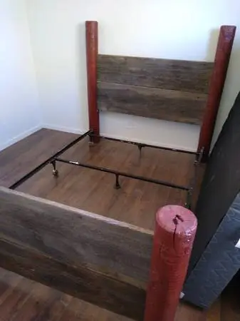 queen size log , old wood bed