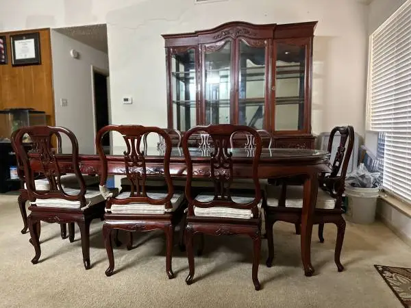 Antique Table with 8 chairs and China cabinet for sale
