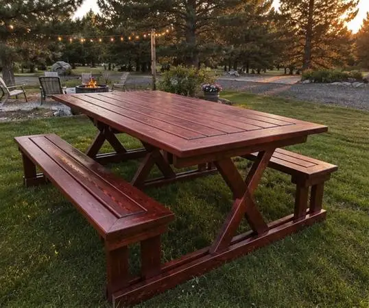 Handcrafted Outdoor Dining Table Set Heavy-Duty Patio Table • Seats 6–8 •
