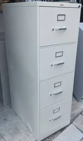 HON,4-Drawer,Legal-Size File Cabinet,Putty,File Hanger Rails,Lock-Key