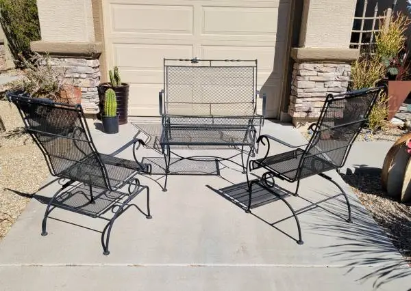 Vintage Wrought Iron Patio Loveseat Glider chair set
