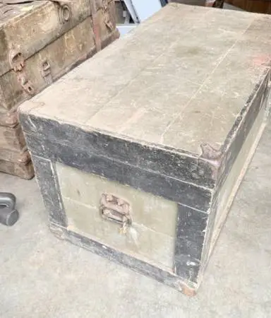 Vintage Industrial Draftsman Wooden Chest Trunk Bench Coffee Table