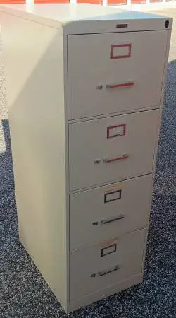 Anderson-Hickey,4-Drawer,Legal File Cabinet,Putty,Hanger Rails,No Lock
