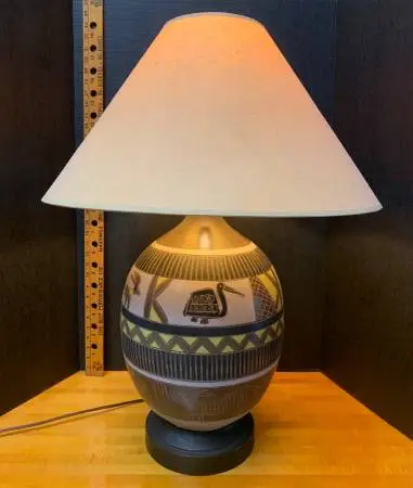 Mid century abstract ceramic pottery table lamp light