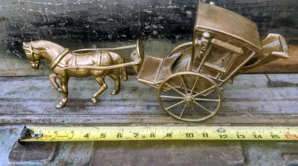 Brass Vintage Horse and Carriage