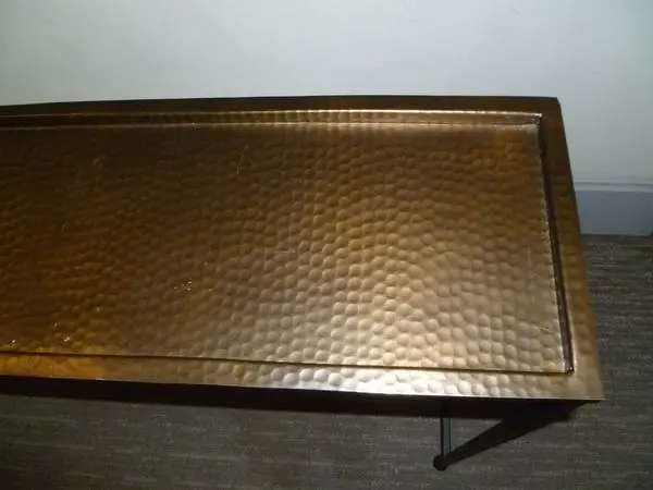 Console table w/hammered metal top