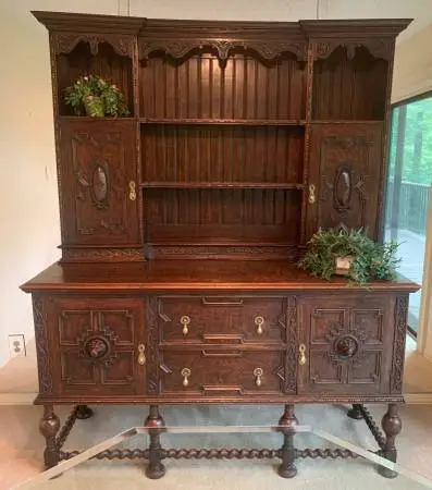 Antique china cabinet & hutch vintage ornate carving Hoover, AL