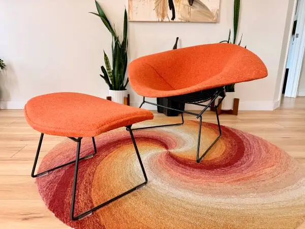 Bertoia Knoll Wide Black Diamond Chair & Ottoman