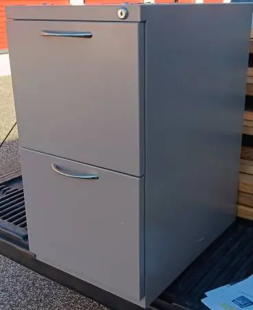 Haworth Style,2 Drawer,Letter-Size File Cabinet,Pedestal,Gray,Lockable
