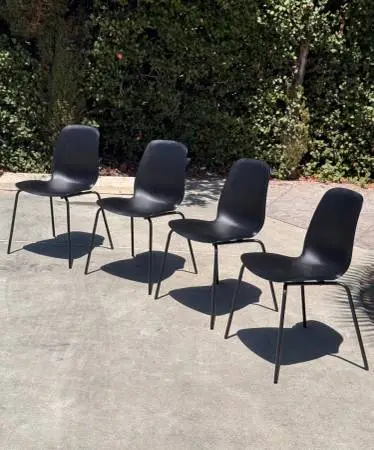 IKEA LIDÅS Set of 4 Black Dining Chairs – Mid Century Modern Style