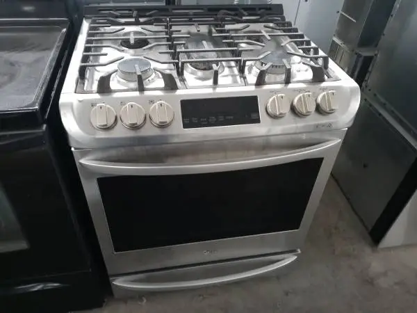 ★LG stainless steel 5-burner dual-fuel slide-in range